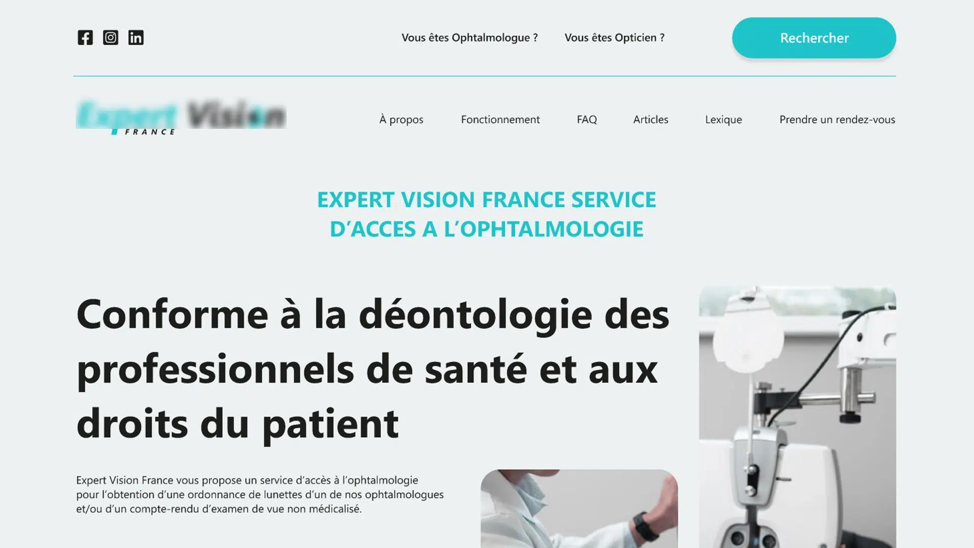 Plateforme de Services en Ophtalmologie & Accès aux Soins